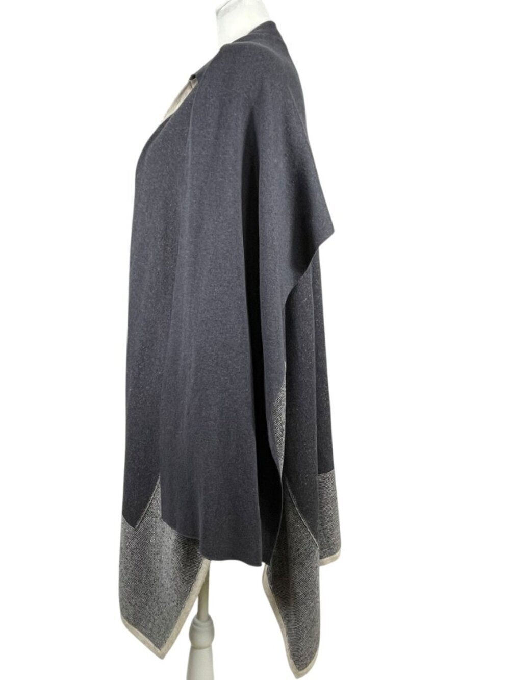 NIC+ZOE Blue Colorblock Knit Wrap Poncho Cardigan Shawl OS Cozy Layer - Picture 4 of 12